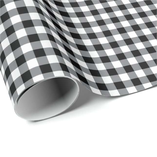 Christmas Wrapping Paper-Black Country Plaid Wrapping Paper (Roll Corner)
