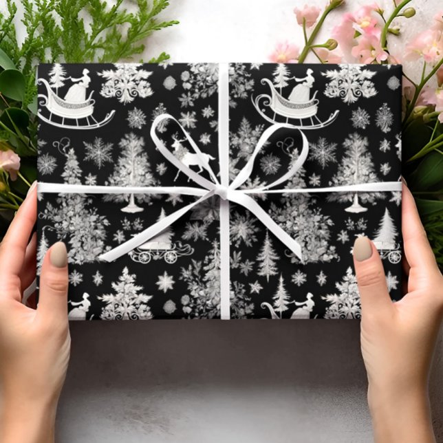 Christmas Wrapping Paper Black White Toile Xmas (Creator Uploaded)