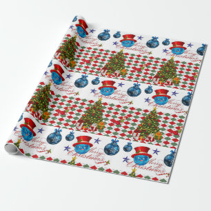 Christmas Wrapping Paper Blue Balls