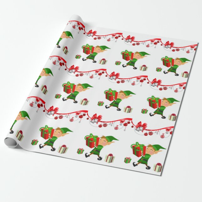 Christmas Wrapping Paper Elf (Unrolled)