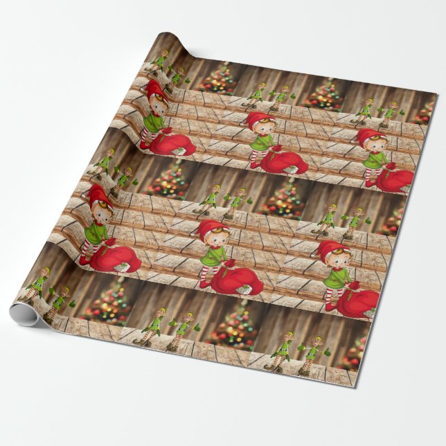 Christmas Wrapping Paper Elf (Unrolled)