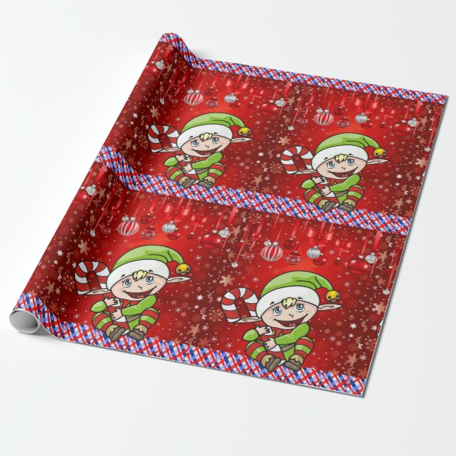 Christmas Wrapping Paper Elf (Unrolled)