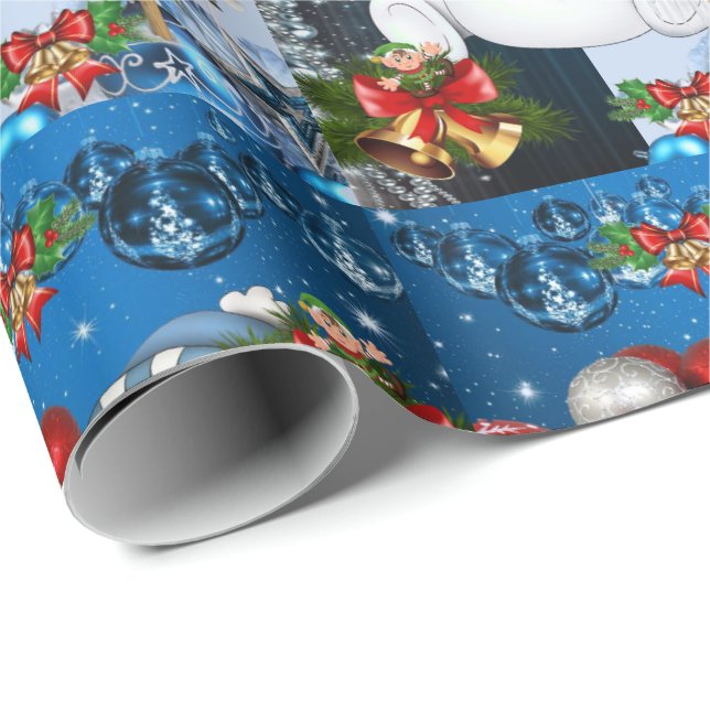 Christmas Wrapping Paper Elf Snowman (Roll Corner)