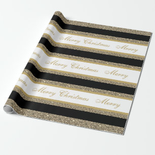 Christmas Wrapping Paper-Faux Glitter Striped Paper