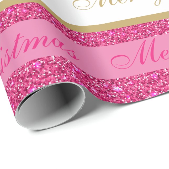 Christmas Wrapping Paper-Faux Glitter Striped Wrapping Paper (Roll Corner)