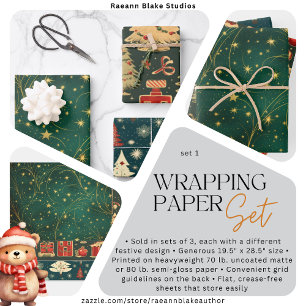 Christmas Wrapping Paper Flat Sheet Set 1