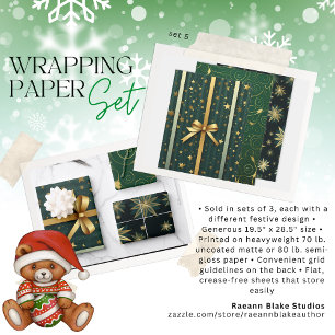 Christmas Wrapping Paper Flat Sheet Set 5
