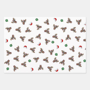 Christmas Wrapping Paper Flat Sheet Set of 3