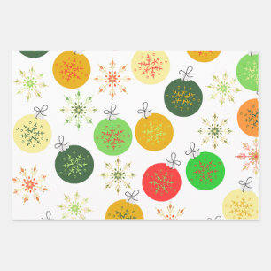 Christmas Wrapping Paper Flat Sheet Set of 3