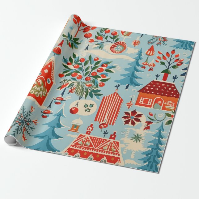 Christmas Wrapping Paper from the 1940s (Unrolled)