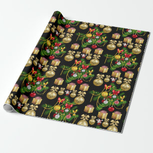 Christmas Wrapping Paper Gold Balls