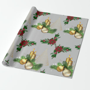 Christmas Wrapping Paper Gold Candle