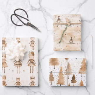 Christmas Wrapping Paper Gold Neutrals 