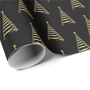 Christmas Wrapping Paper-Gold Tree Wrapping Paper