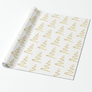 Christmas Wrapping Paper-Gold Trees Paper