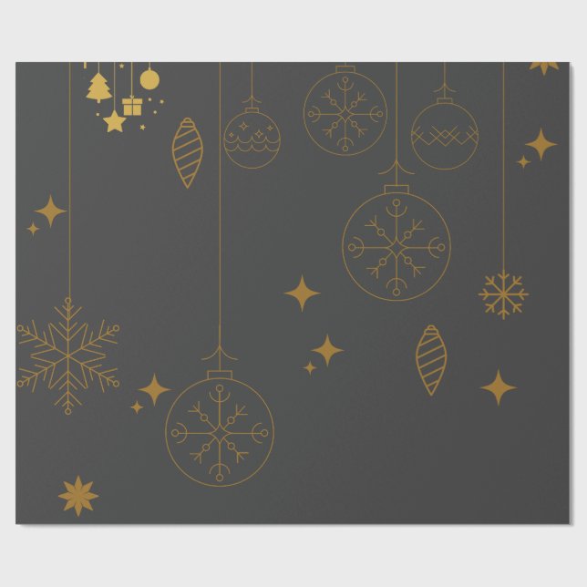 Christmas Wrapping Paper, Green and Gold Gifts Paper (Flat)