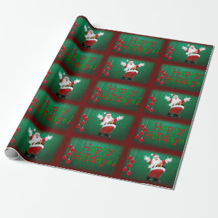 Christmas Wrapping Paper Happy Holidays Santa