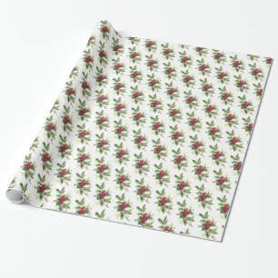 Christmas Wrapping Paper-Holiday Holly Wrapping Paper