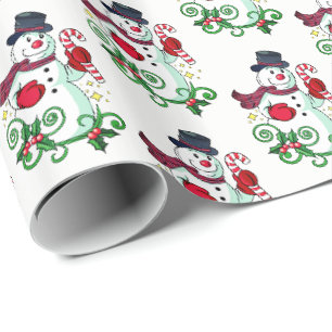 Christmas Wrapping Paper-Holiday Snowman Paper