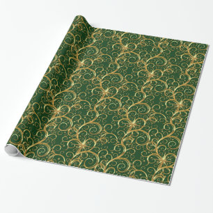 Christmas Wrapping Paper-Majesty Golden Swirls Paper