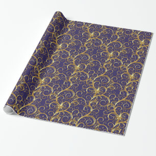 Christmas Wrapping Paper-Majesty Golden Swirls Paper