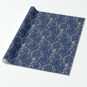 Christmas Wrapping Paper-Majesty Silver Swirls Paper
