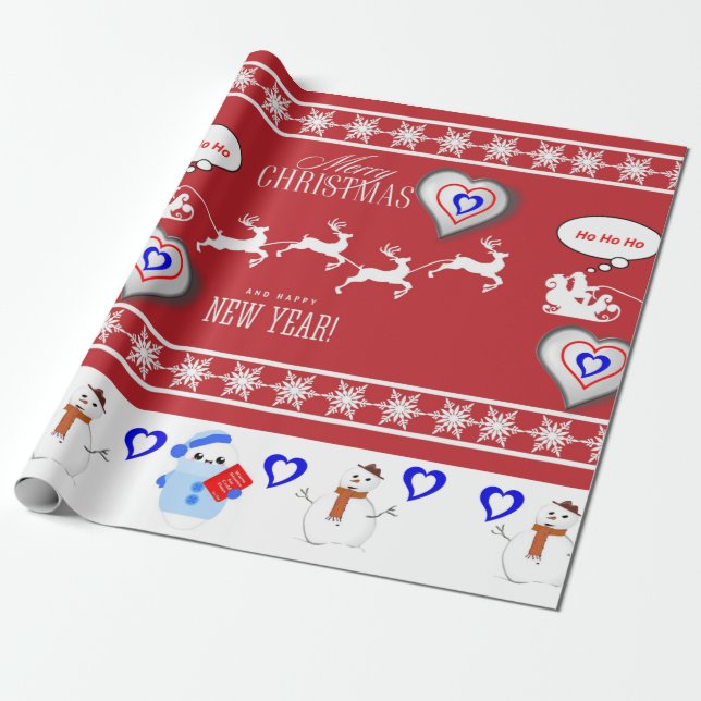 Christmas Wrapping Paper Merry Christmas Happy New (Unrolled)