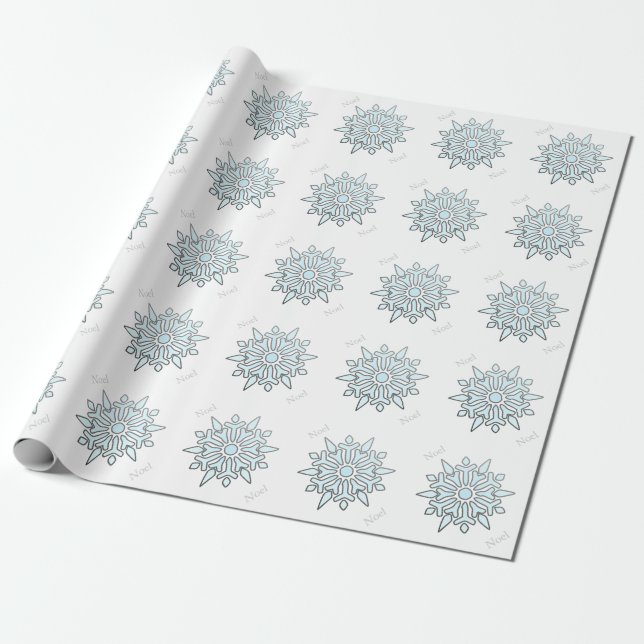 Christmas Wrapping Paper Noel Snowflakes (Unrolled)