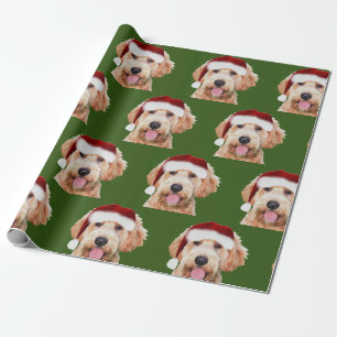 Christmas wrapping paper of golden doodle