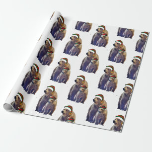 Christmas wrapping paper of grizzly bear & cub