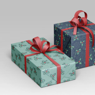 Christmas wrapping Paper on Turquoise