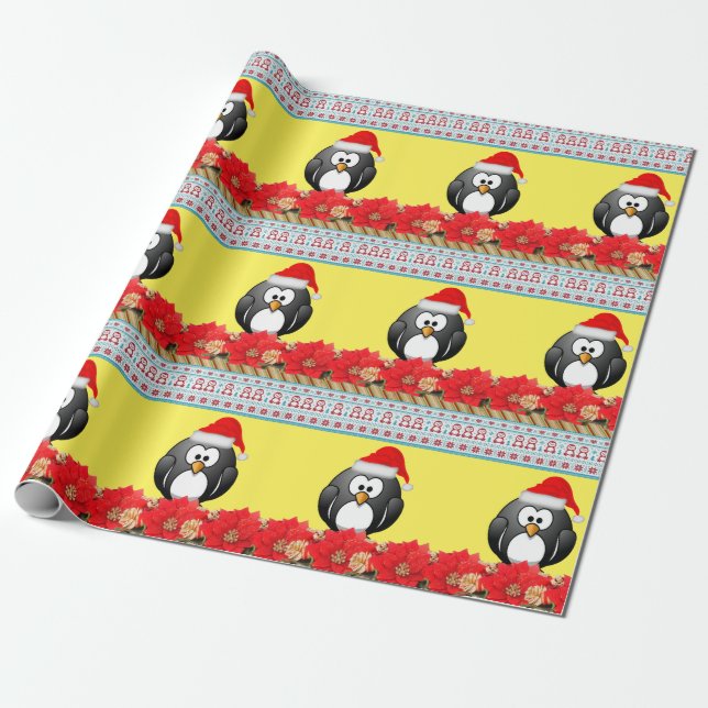 Christmas Wrapping Paper Penguin (Unrolled)