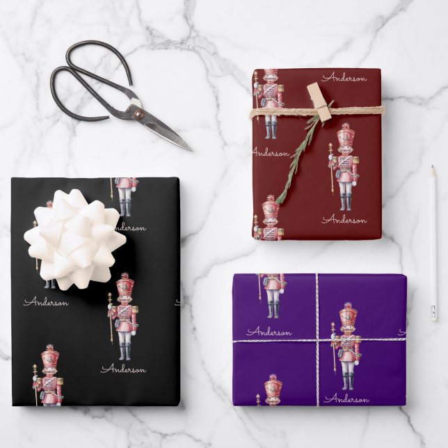 Christmas Wrapping Paper Personalised Nutcracker  (Front)