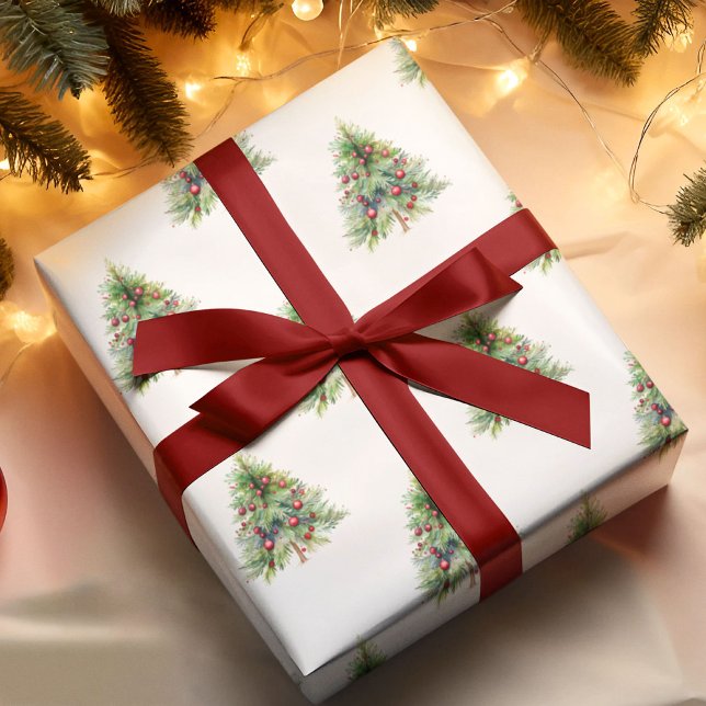 Christmas Wrapping Paper Pine Tree White Holiday (Creator Uploaded)