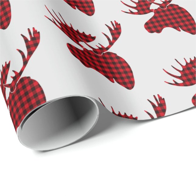 Christmas Wrapping Paper-Plaid Moose Paper (Roll Corner)