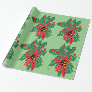 Christmas wrapping Paper :  POINSETTIAS