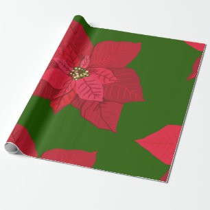 Christmas Wrapping Paper Red flowers
