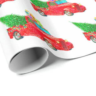 Christmas Wrapping Paper-Red Truck Paper
