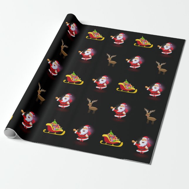 Christmas Wrapping Paper Santa (Unrolled)