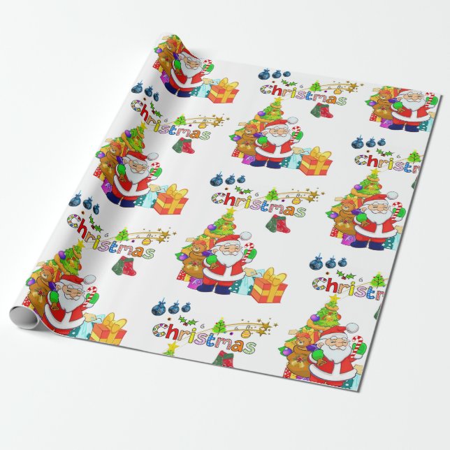 Christmas Wrapping Paper Santa (Unrolled)