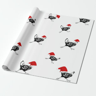 Christmas Wrapping Paper-Santa Chickens  Wrapping Paper