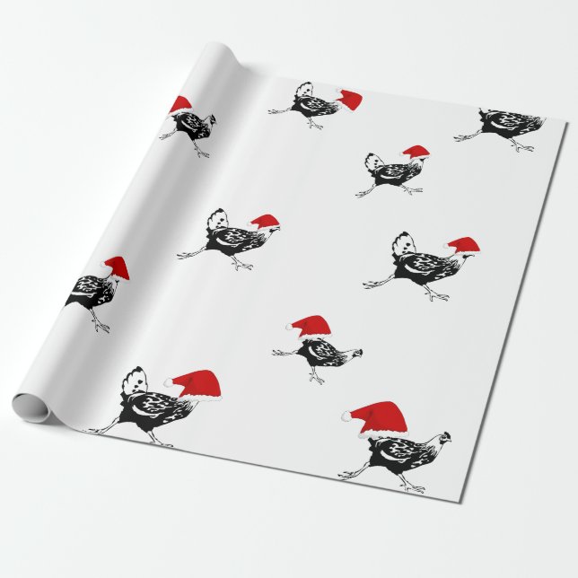 Christmas Wrapping Paper-Santa Chickens  Wrapping Paper (Unrolled)
