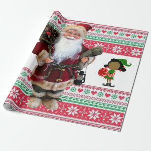 Christmas Wrapping Paper Santa Elf
