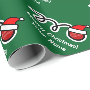Christmas wrapping paper   Santa hat cricket ball