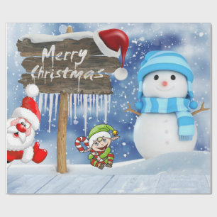 Christmas Wrapping Paper Santa, Snowman