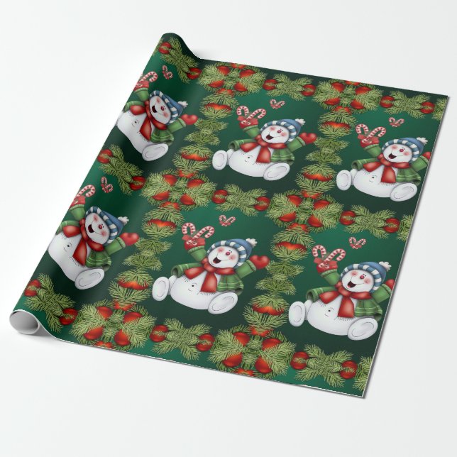 Christmas Wrapping Paper Snowman (Unrolled)