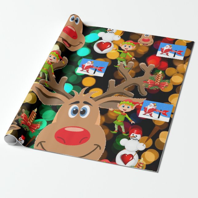 Christmas Wrapping Paper Snowman (Unrolled)
