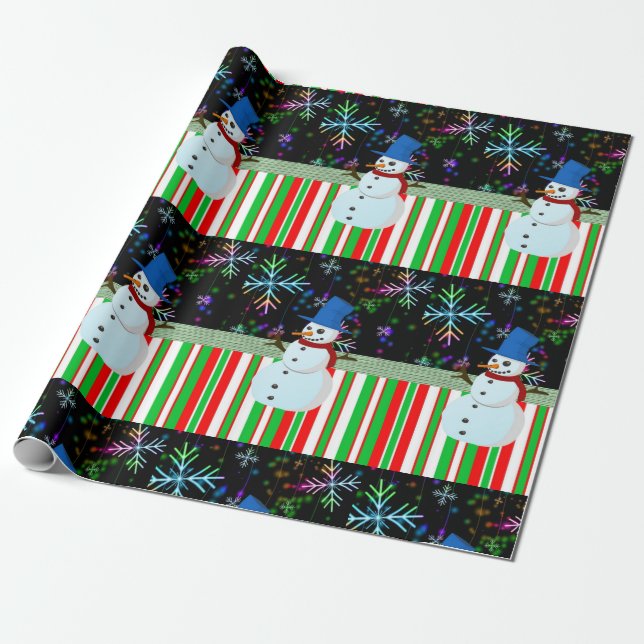 Christmas Wrapping Paper Snowman (Unrolled)