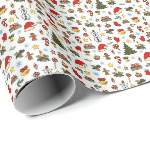 Christmas Wrapping Paper - Snowman + Santa Hat