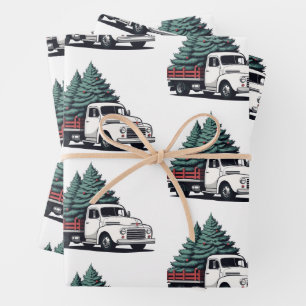 Christmas Wrapping Paper Tree Truck Pattern